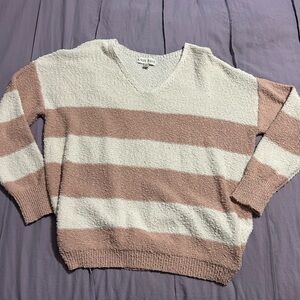 KNOX ROSE Long Sleeve Sweater, Large $12 Cream & Dusty Rose